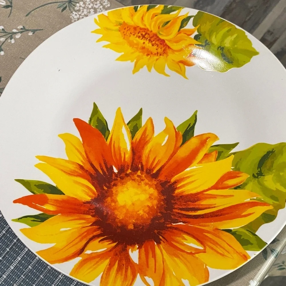 Royal Norfolk Sunflower Dinnerware Set - White and Orange 3 ps.